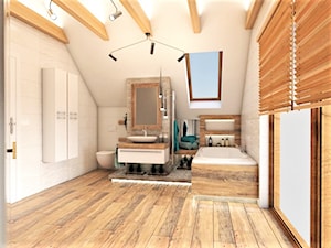 Warszawski sen.. - Duża na poddaszu łazienka z oknem, styl rustykalny - zdjęcie od Inside Outside Design
