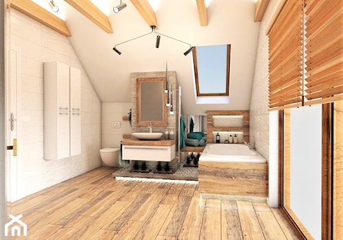 Warszawski sen.. - Duża na poddaszu łazienka z oknem, styl rustykalny - zdjęcie od Inside Outside Design