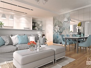 Mały apartament w Tychach - Średni biały salon z kuchnią z jadalnią, styl nowoczesny - zdjęcie od Inside Outside Design