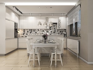 Spełnienie marzeń po latach remontów. - Średnia biała szara jadalnia w kuchni, styl tradycyjny - zdjęcie od Inside Outside Design