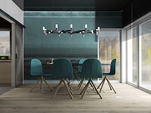 Dom w Dąbrowie Górniczej - Średnia niebieska szara jadalnia jako osobne pomieszczenie, styl nowoczesny - zdjęcie od Inside Outside Design