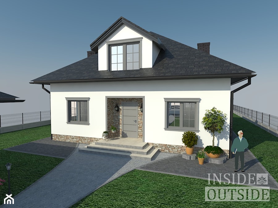 Projekt elewacji domu jednorodzinnego w Gostyni - Domy, styl tradycyjny - zdjęcie od Inside Outside Design