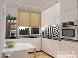 Metamorfoza małej kuchni - Średnia otwarta szara z zabudowaną lodówką kuchnia w kształcie litery l, ... - zdjęcie od Inside Outside Design
