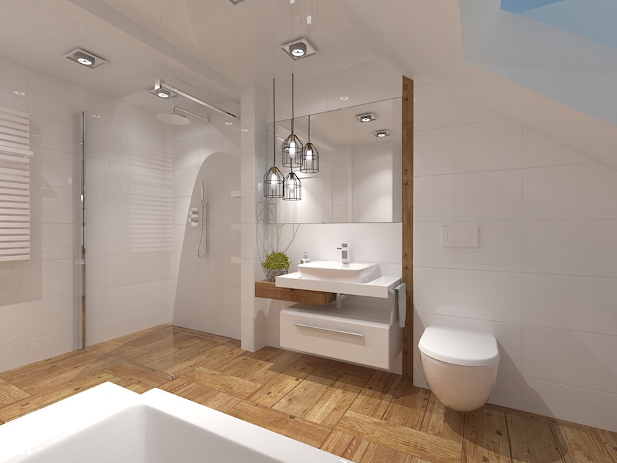 Łazienka na poddaszu - Średnia na poddaszu łazienka z oknem, styl tradycyjny - zdjęcie od Inside Outside Design