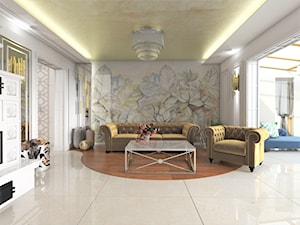 Warszawski sen.. - Duży biały salon, styl glamour - zdjęcie od Inside Outside Design
