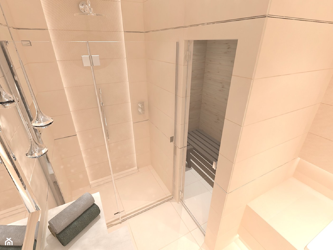 Elegancka łazienka z sauną - Jako pokój kąpielowy łazienka, styl tradycyjny - zdjęcie od Inside Outside Design - Homebook