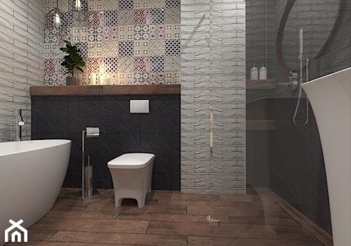 Projekt PATCJWORK - Średnia bez okna łazienka, styl rustykalny - zdjęcie od Inside Outside Design