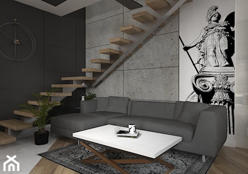 Warszawa, projekt modernizacji mieszkania w kamienicy - Mały szary salon, styl nowoczesny - zdjęcie od Inside Outside Design