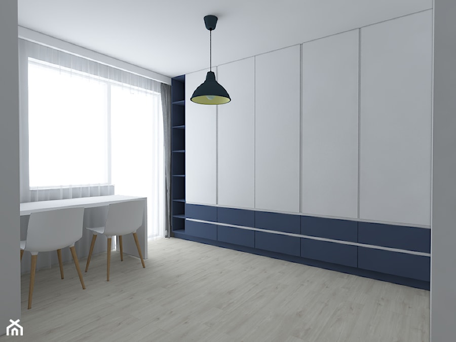 Mieszkanie w stylu skandynawskim - Duży biały szary pokój dziecka dla nastolatka dla rodzeństwa, styl skandynawski - zdjęcie od IM WNĘTRZA | Projektowanie wnętrz