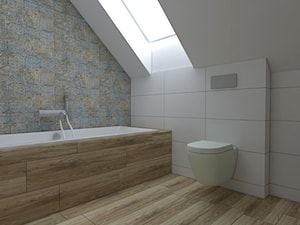 Projekt łazienki na poddaszu - Średnia na poddaszu łazienka z oknem, styl nowoczesny - zdjęcie od IM WNĘTRZA | Projektowanie wnętrz