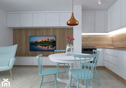 Mieszkanie w stylu skandynawskim - Biały salon z kuchnią z jadalnią, styl skandynawski - zdjęcie od IM WNĘTRZA | Projektowanie wnętrz