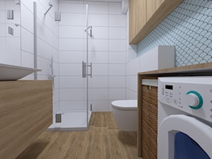 Projekt małej łazienki - Średnia bez okna z pralką / suszarką łazienka, styl nowoczesny - zdjęcie od IM WNĘTRZA | Projektowanie wnętrz