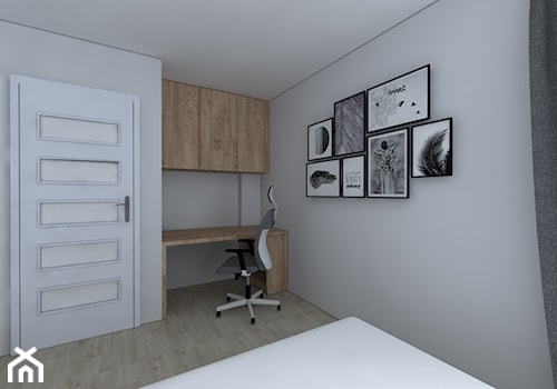 Mieszkanie w stylu skandynawskim - Średnia szara z biurkiem sypialnia, styl skandynawski - zdjęcie od IM WNĘTRZA | Projektowanie wnętrz