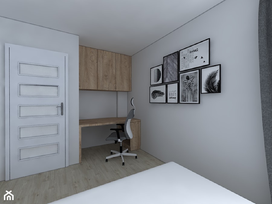Mieszkanie w stylu skandynawskim - Średnia szara z biurkiem sypialnia, styl skandynawski - zdjęcie od IM WNĘTRZA | Projektowanie wnętrz