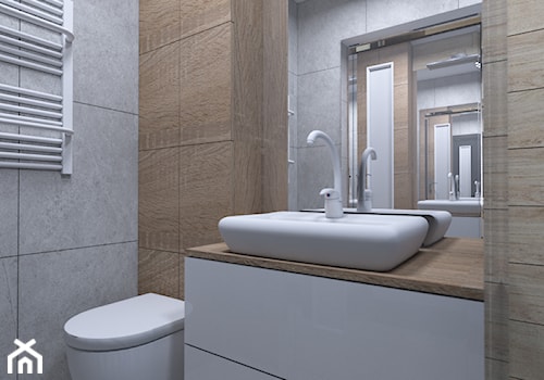 Łazienka z grafiką - Mała bez okna z lustrem z punktowym oświetleniem łazienka, styl nowoczesny - zdjęcie od IM WNĘTRZA | Projektowanie wnętrz