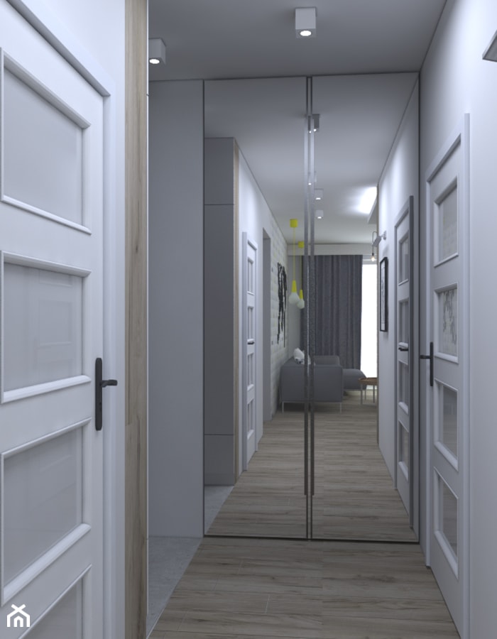 Projekt niedużego mieszkania - Mały szary hol / przedpokój, styl nowoczesny - zdjęcie od IM WNĘTRZA | Projektowanie wnętrz