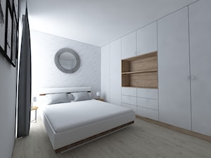 Mieszkanie w stylu skandynawskim - Średnia szara sypialnia z balkonem / tarasem - zdjęcie od IM WNĘTRZA | Projektowanie wnętrz