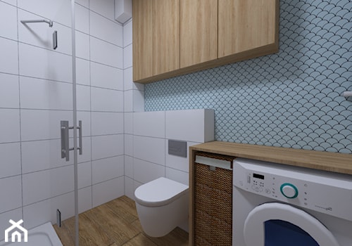 Projekt małej łazienki - Mała na poddaszu bez okna z pralką / suszarką łazienka, styl nowoczesny - zdjęcie od IM WNĘTRZA | Projektowanie wnętrz