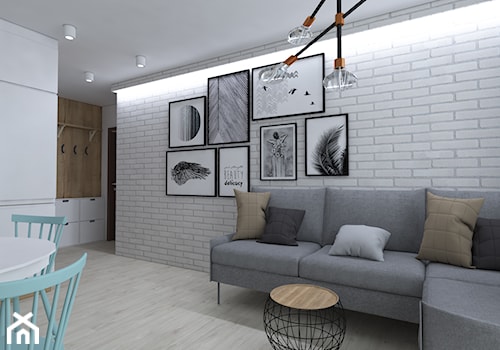 Mieszkanie w stylu skandynawskim - Średni szary salon z jadalnią, styl skandynawski - zdjęcie od IM WNĘTRZA | Projektowanie wnętrz