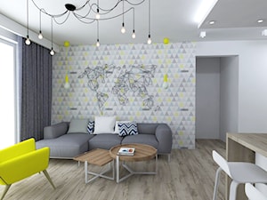 Projekt niedużego mieszkania - Średni szary salon z jadalnią, styl nowoczesny - zdjęcie od IM WNĘTRZA | Projektowanie wnętrz