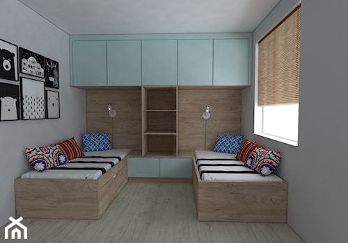 Mieszkanie w stylu skandynawskim - Średni szary pokój dziecka dla nastolatka dla rodzeństwa, styl skandynawski - zdjęcie od IM WNĘTRZA | Projektowanie wnętrz