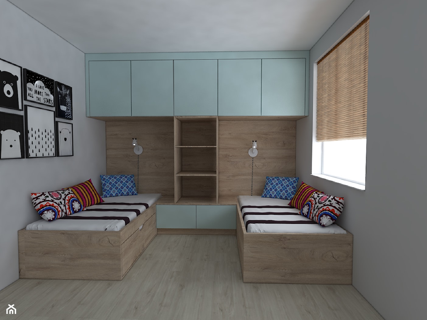 Mieszkanie w stylu skandynawskim - Średni szary pokój dziecka dla nastolatka dla rodzeństwa, styl ... - zdjęcie od IM WNĘTRZA | Projektowanie wnętrz - Homebook
