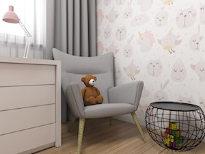 Projekt małego pokoju dla dziewczynki - Średni biały różowy pokój dziecka dla dziecka dla dziewczynki, styl nowoczesny - zdjęcie od IM WNĘTRZA | Projektowanie wnętrz