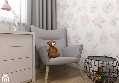 Projekt małego pokoju dla dziewczynki - Średni biały różowy pokój dziecka dla dziecka dla dziewczynki, styl nowoczesny - zdjęcie od IM WNĘTRZA | Projektowanie wnętrz