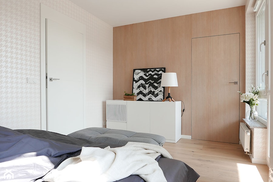 KONKURS - mieszkanie z kuchnią pod schodami - Mała sypialnia, styl skandynawski - zdjęcie od Archomega Biuro Architektoniczne