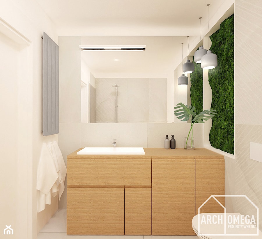 łazienka z zieloną ścianą - zdjęcie od Archomega Biuro Architektoniczne