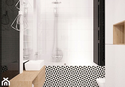 czarno-biała łazienka i sypialnia - zdjęcie od Archomega Biuro Architektoniczne