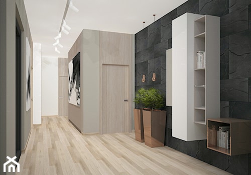 Średni biały czarny hol / przedpokój, styl nowoczesny - zdjęcie od Archomega Biuro Architektoniczne