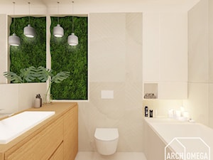 łazienka z zieloną ścianą - zdjęcie od Archomega Biuro Architektoniczne