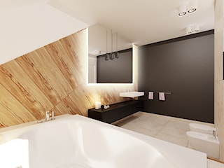 łazienki w drewnie i czerni