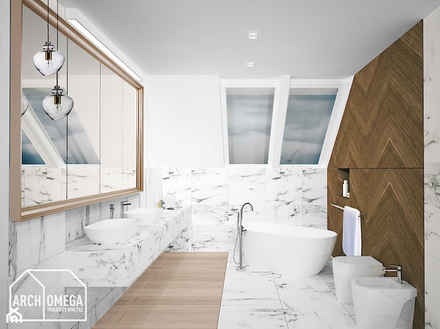 styl fusion sypialni i łazienka - zdjęcie od Archomega Biuro Architektoniczne