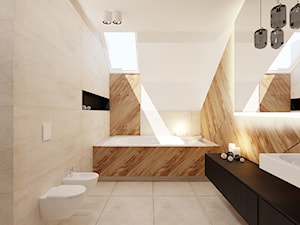 łazienka w drewnie i czerni - zdjęcie od Archomega Biuro Architektoniczne