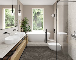 Dwie łazienki w stylu japandi. - zdjęcie od Archomega Biuro Architektoniczne - Homebook