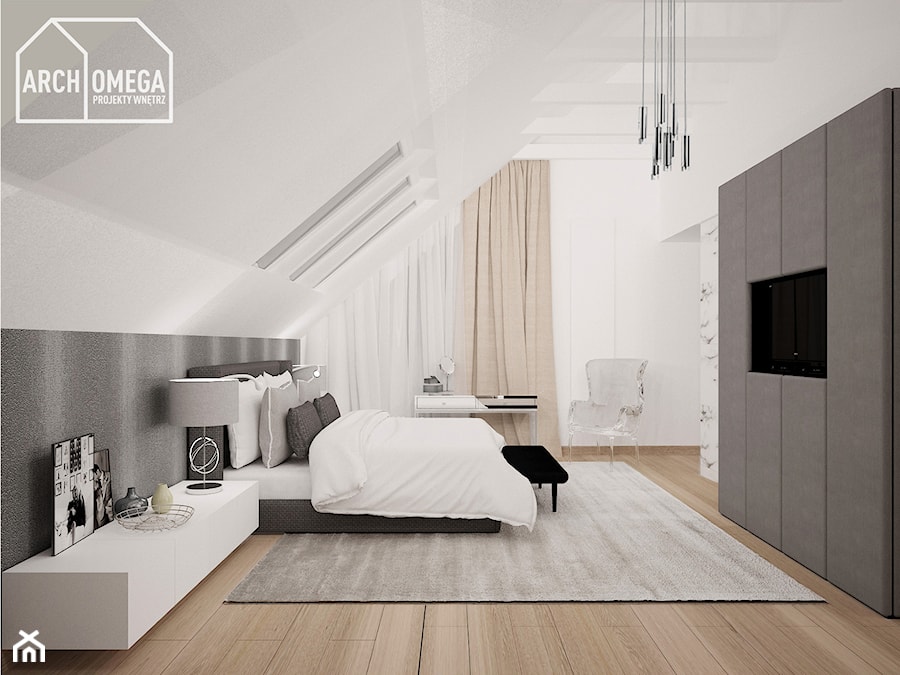 styl fusion sypialni i łazienka - zdjęcie od Archomega Biuro Architektoniczne
