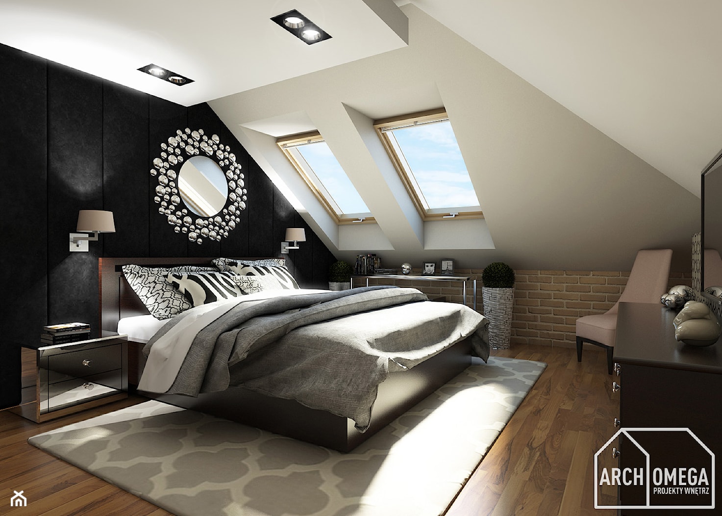 sypialnia na poddaszu - zdjęcie od Archomega Biuro Architektoniczne - Homebook