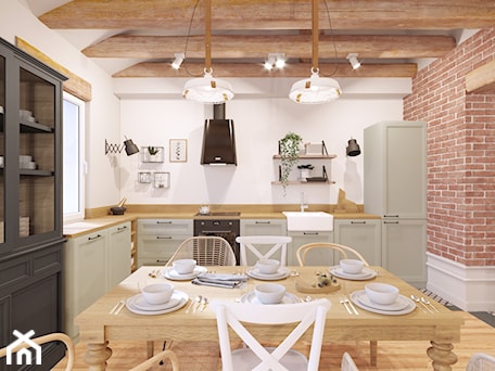 Aranżacje wnętrz - Kuchnia: Rustykalny salon z kuchnią - Archomega Biuro Architektoniczne. Przeglądaj, dodawaj i zapisuj najlepsze zdjęcia, pomysły i inspiracje designerskie. W bazie mamy już prawie milion fotografii!