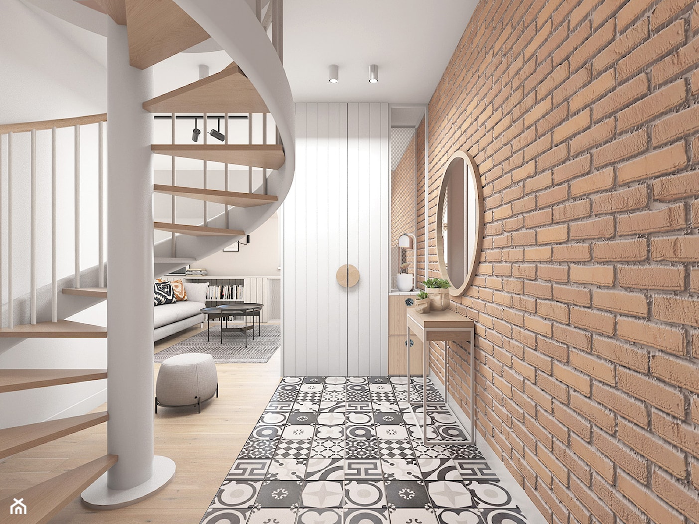 Dwupoziomowe mieszkanie z akcentem terracoty - zdjęcie od Archomega Biuro Architektoniczne - Homebook
