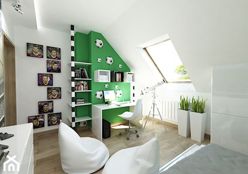 Duży biały zielony pokój dziecka dla dziecka dla nastolatka dla chłopca dla dziewczynki - zdjęcie od iProjektowanieWnętrz