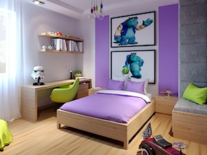 Średni fioletowy szary pokój dziecka dla dziecka dla nastolatka dla dziewczynki - zdjęcie od iProjektowanieWnętrz