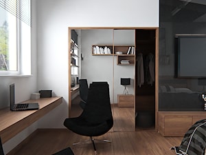 Średnie z zabudowanym biurkiem białe biuro - zdjęcie od iProjektowanieWnętrz