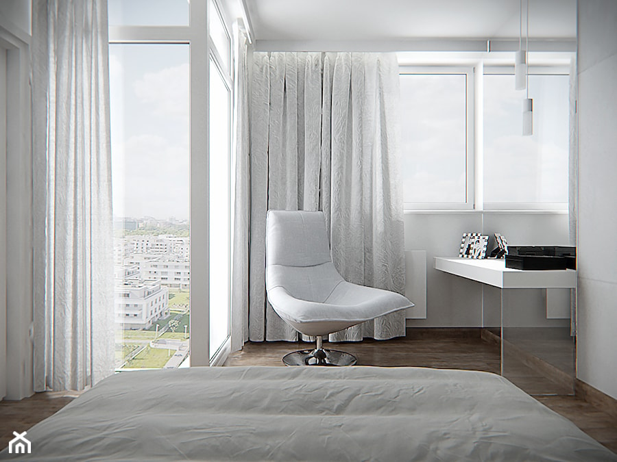 Średnia biała sypialnia - zdjęcie od iProjektowanieWnętrz
