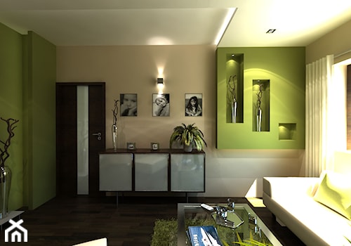 Średnie w osobnym pomieszczeniu z sofą beżowe zielone biuro, styl glamour - zdjęcie od iProjektowanieWnętrz