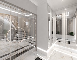 Projekt wnętrz w stylu glamour pod Warszawą - Duży z zabudową meblową z prostokątnym lustrem biały s ... - zdjęcie od iProjektowanieWnętrz - Homebook