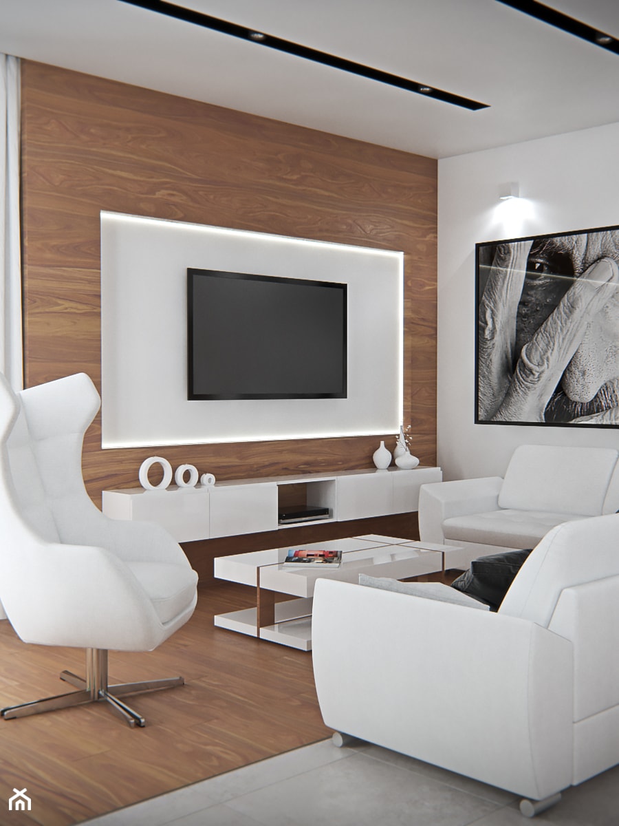 Mały biały salon, styl skandynawski - zdjęcie od iProjektowanieWnętrz