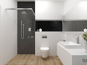Łazienka 7,30m2 - Średnia z punktowym oświetleniem łazienka, styl nowoczesny - zdjęcie od MONOTEKTURA