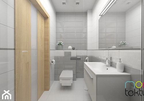 Łazienka 4m2 - Średnia bez okna z lustrem z punktowym oświetleniem łazienka, styl nowoczesny - zdjęcie od MONOTEKTURA